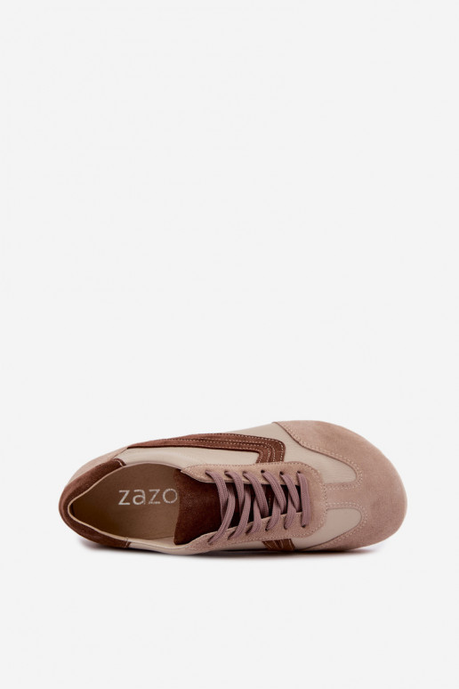 Baskets Barefoot en simili daim couleur sable Zazoo N1400