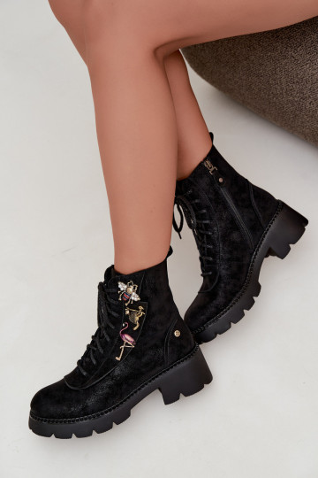 Peau Bottines de travailPrzypinkami Il fautciejka 07656-01 couleur noire