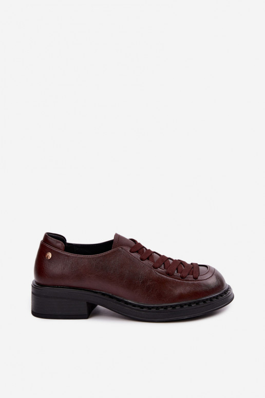 Lackleder Halbschuhe mit Schnürsenkeln in Dunkelbraun