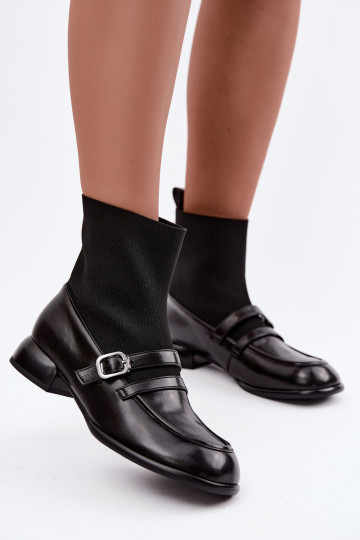 Bottes Peau avec une semelle intérieure de type chaussette Il fautciejka K7766-01 couleur noire 2