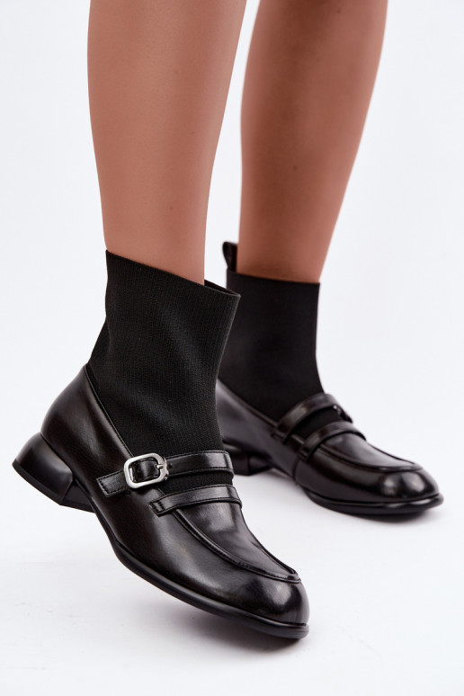 Stiefeletten mit sockenähnlichem Schaft in Schwarz