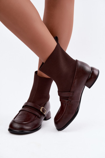 Bottes Peau avec une semelle intérieure de type chaussette Il fautciejka K7766-02 marron