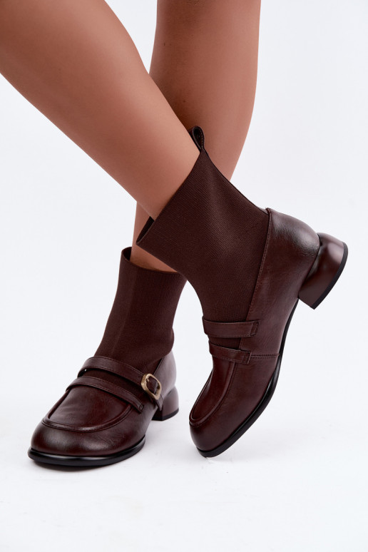 Bottes Peau avec une semelle intérieure de type chaussette Il fautciejka K7766-02 marron