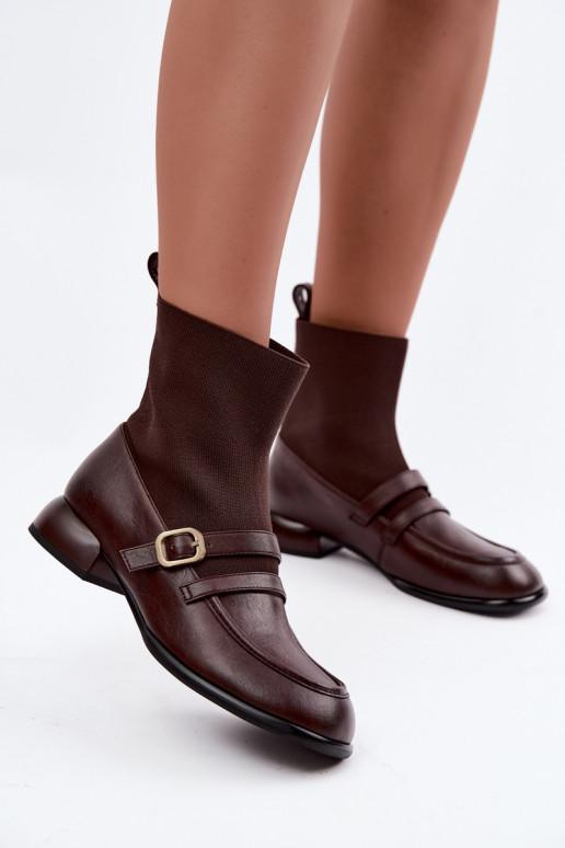 Bottes Peau avec une semelle intérieure de type chaussette Il fautciejka K7766-02 marron