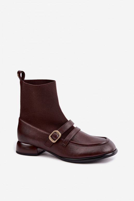 Bottes Peau avec une semelle intérieure de type chaussette Il fautciejka K7766-02 marron