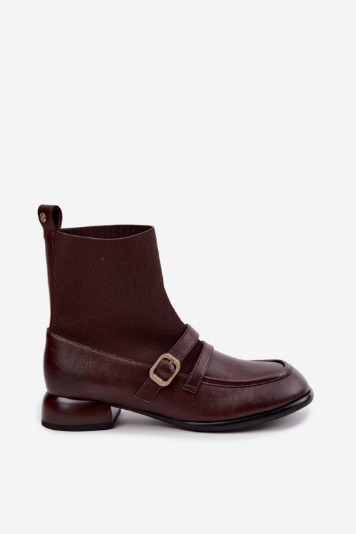 Bottes Peau avec une semelle intérieure de type chaussette Il fautciejka K7766-02 marron