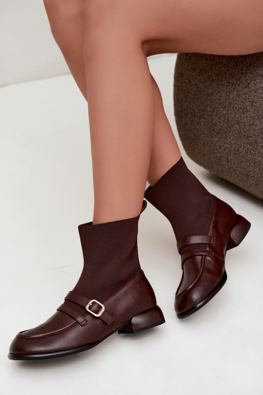 Bottes Peau avec une semelle intérieure de type chaussette Il fautciejka K7766-02 marron