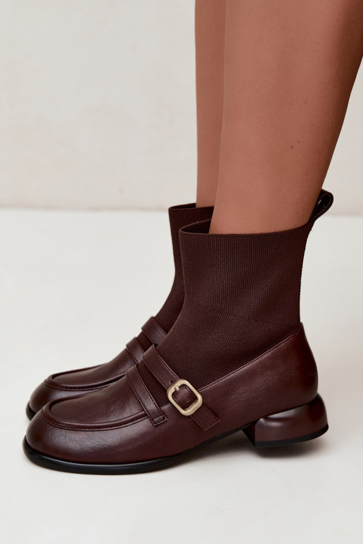 Bottes Peau avec une semelle intérieure de type chaussette Il fautciejka K7766-02 marron