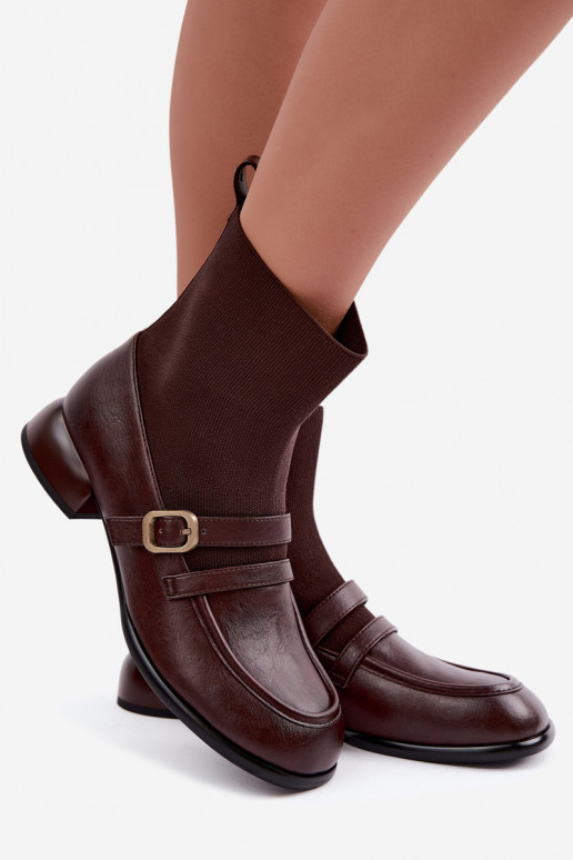Bottes Peau avec une semelle intérieure de type chaussette Il fautciejka K7766-02 marron