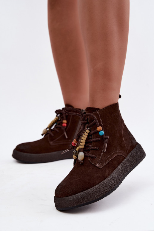 Peau Chaussures en daim Féminin réchauffer Artiker 59C1133 CzekoladoÀe