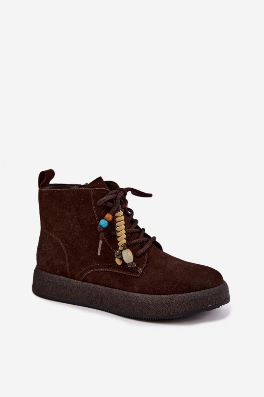 Leer Suede schoenen Dames opInarmen Artiker 59C1133 CzekoladoIne