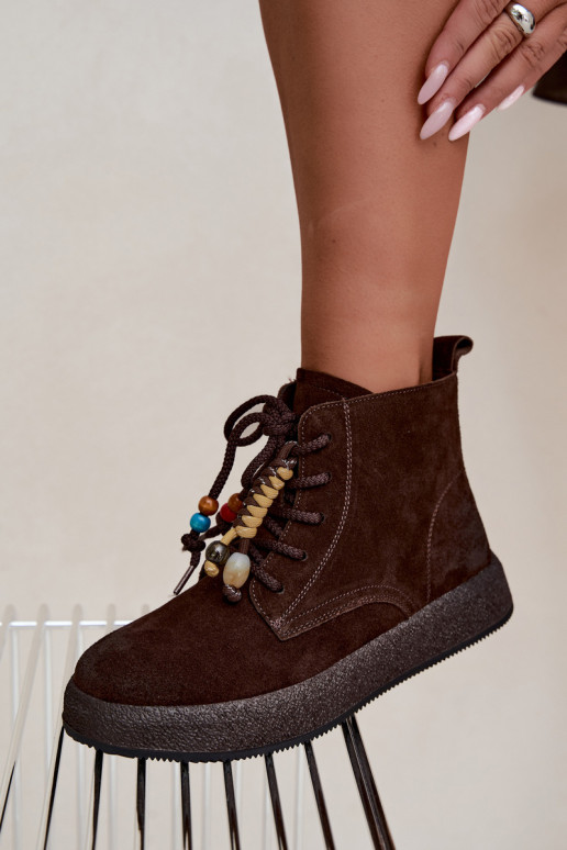 Peau Chaussures en daim Féminin réchauffer Artiker 59C1133 CzekoladoÀe