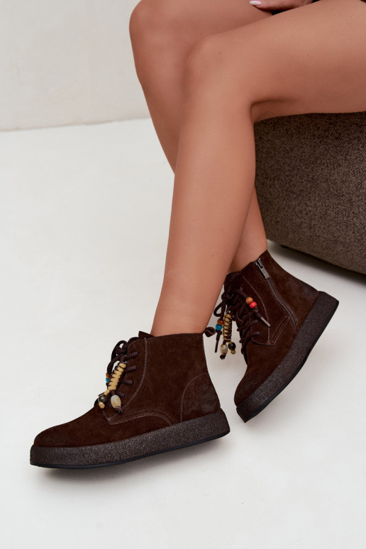 Peau Chaussures en daim Féminin réchauffer Artiker 59C1133 CzekoladoÀe
