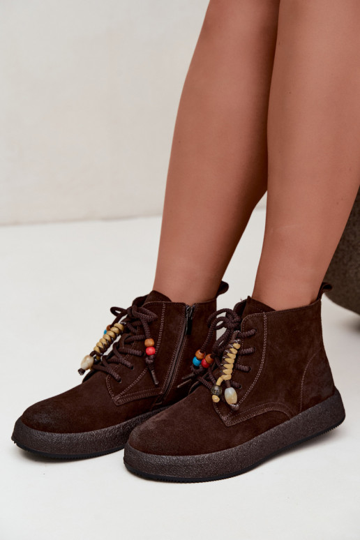 Peau Chaussures en daim Féminin réchauffer Artiker 59C1133 CzekoladoÀe