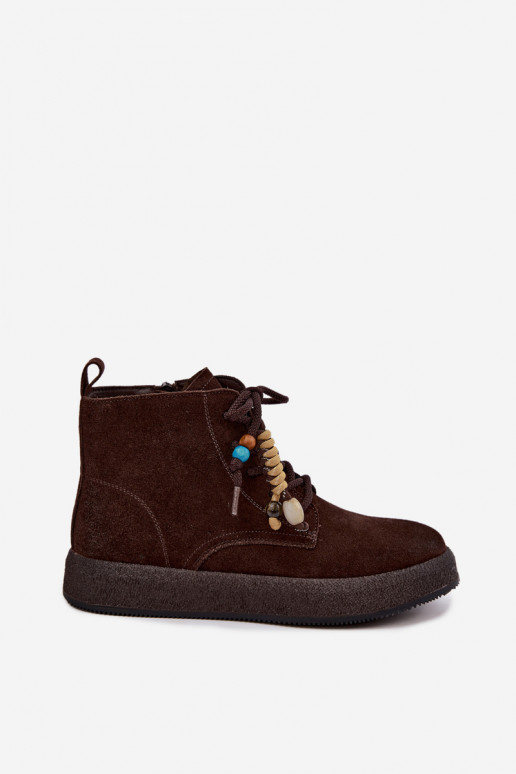 Leer Suede schoenen Dames opInarmen Artiker 59C1133 CzekoladoIne