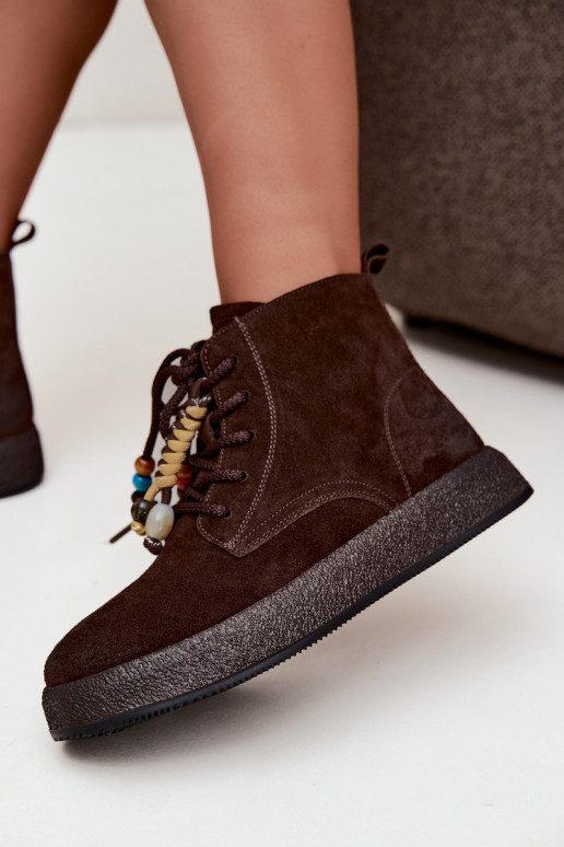 Leer Suede schoenen Dames opInarmen Artiker 59C1133 CzekoladoIne