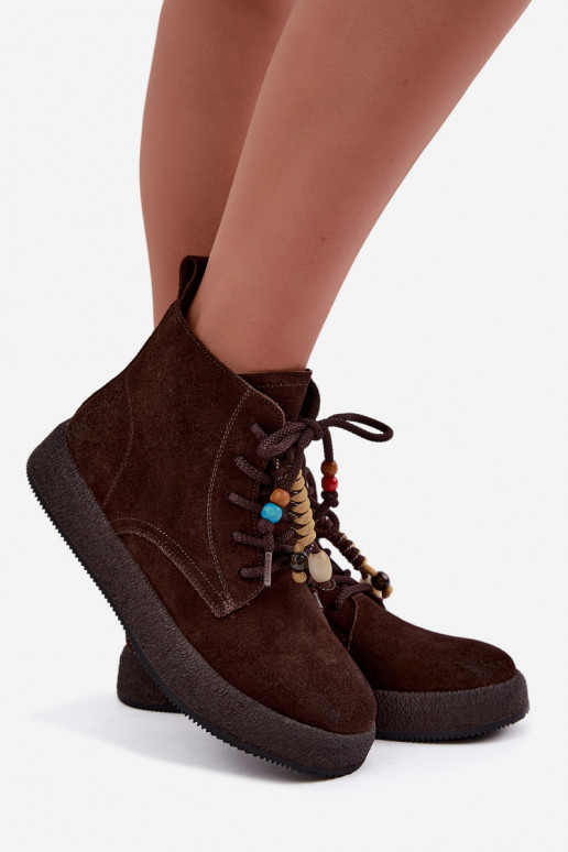 Leer Suede schoenen Dames opInarmen Artiker 59C1133 CzekoladoIne