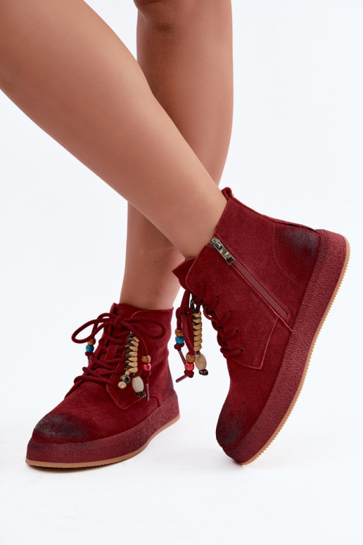 Haut INildlederschuhe Feminin sich Zuarm laufen Artiker 59C1131 Burgund
