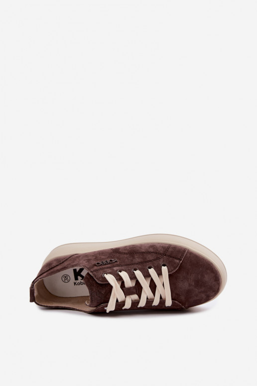 Haut aus INildleder Sneakers Stilvollllschuhe mit einer Plattform Kobbo 41535 CzekoladoZue
