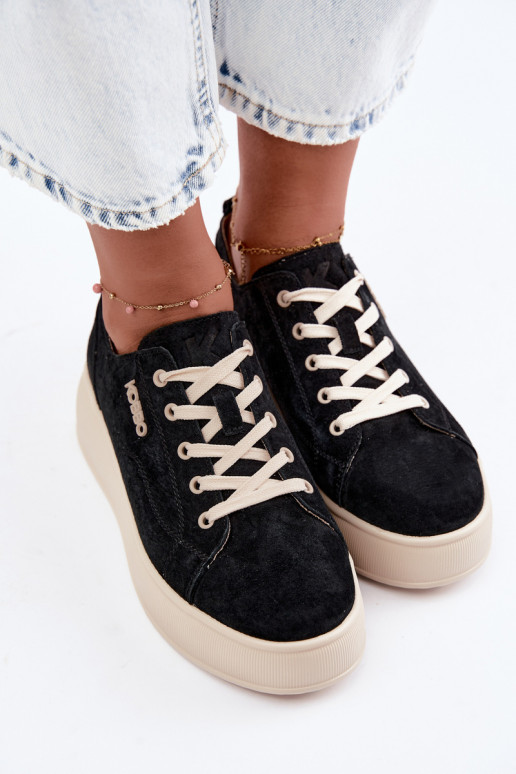 Leer van suède Sneakers model schoenen met platform Kobbo 41535 zInart