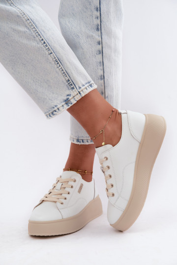 Leer Sneakers model schoenen met platform Kobbo 41535 Initte kleur 2
