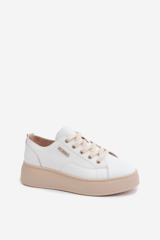 Leer Sneakers model schoenen met platform Kobbo 41535 Initte kleur