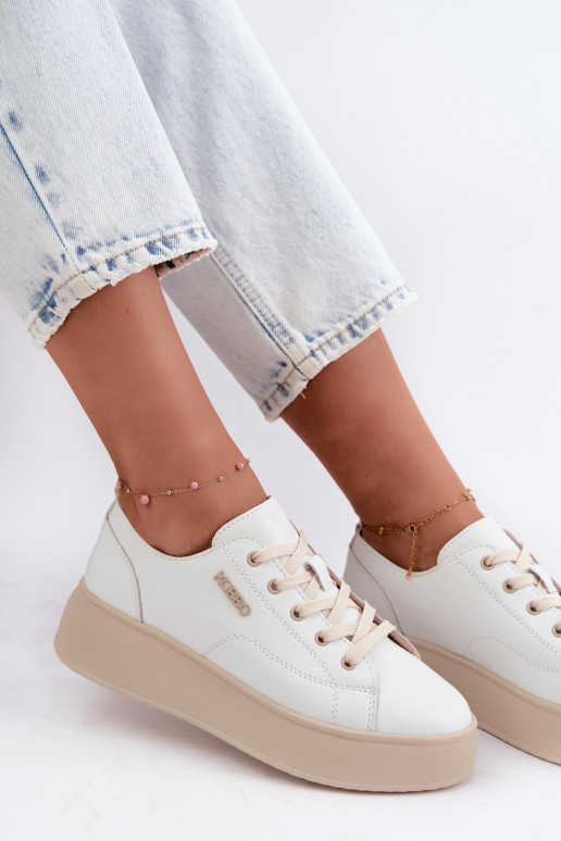 Leer Sneakers model schoenen met platform Kobbo 41535 Initte kleur
