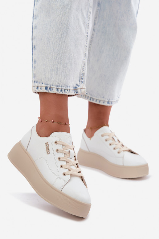 Leer Sneakers model schoenen met platform Kobbo 41535 Initte kleur