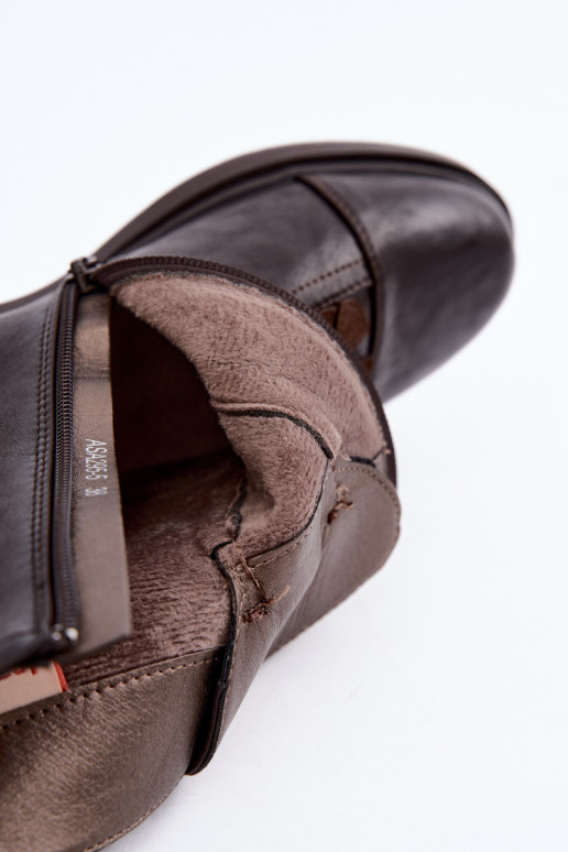 Bottes pour femmes avec des talons largesDekoracyjnymi avec des motifs florauxkami réchauffer CzekoladoÀe Pravienne Activédela