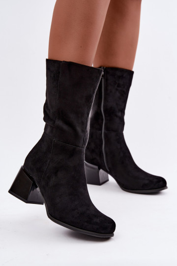 en daim bottes Klocke réchauffer couleur noire Lavenia 2