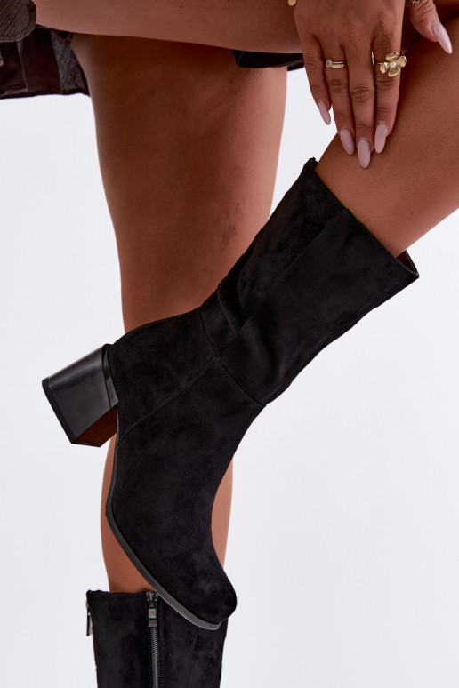en daim bottes Klocke réchauffer couleur noire Lavenia