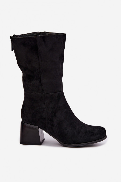 en daim bottes Klocke réchauffer couleur noire Lavenia
