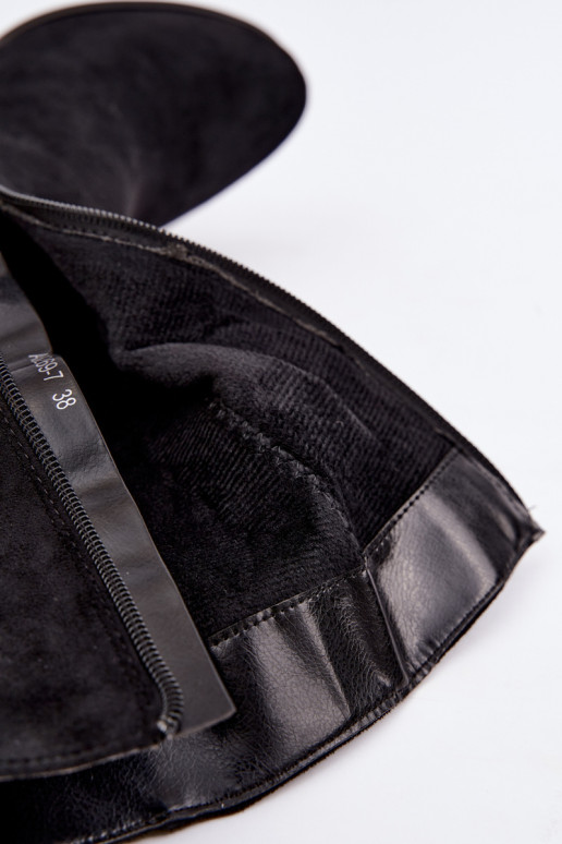 en daim bottes Klocke réchauffer couleur noire Lavenia