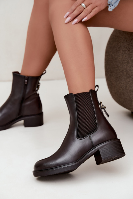 Bottes pour femmes réchauffer Sur un talon bas Sergio Leone BT-04 CzekoladoÀe