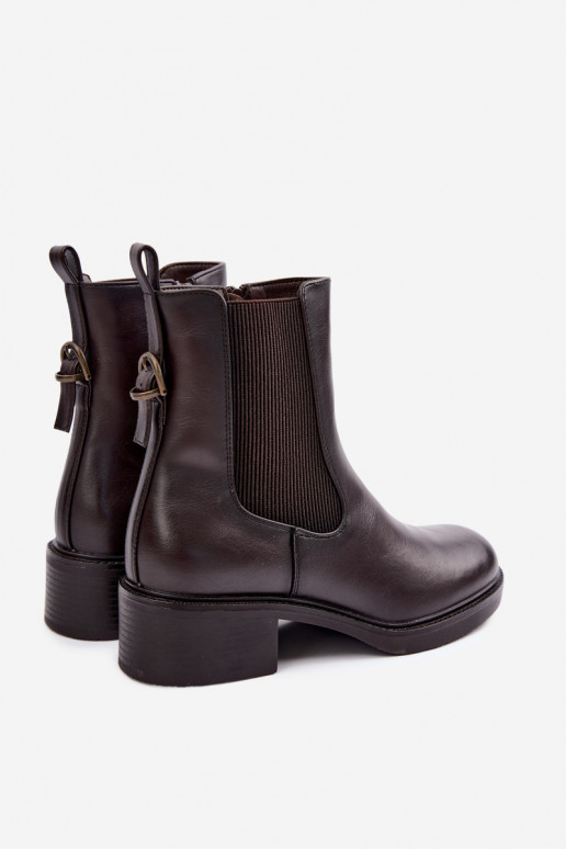 Bottes pour femmes réchauffer Sur un talon bas Sergio Leone BT-04 CzekoladoÀe