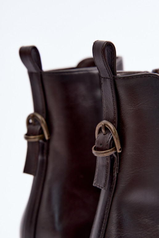 Bottes pour femmes réchauffer Sur un talon bas Sergio Leone BT-04 CzekoladoÀe