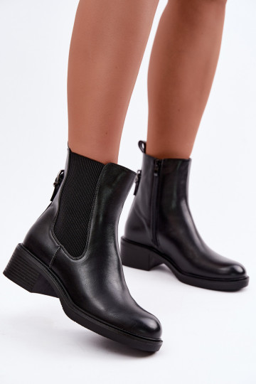 Bottes pour femmes réchauffer Sur un talon bas Sergio Leone BT-04 couleur noire 2