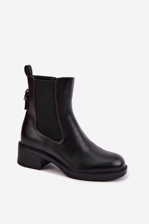 Bottes pour femmes réchauffer Sur un talon bas Sergio Leone BT-04 couleur noire