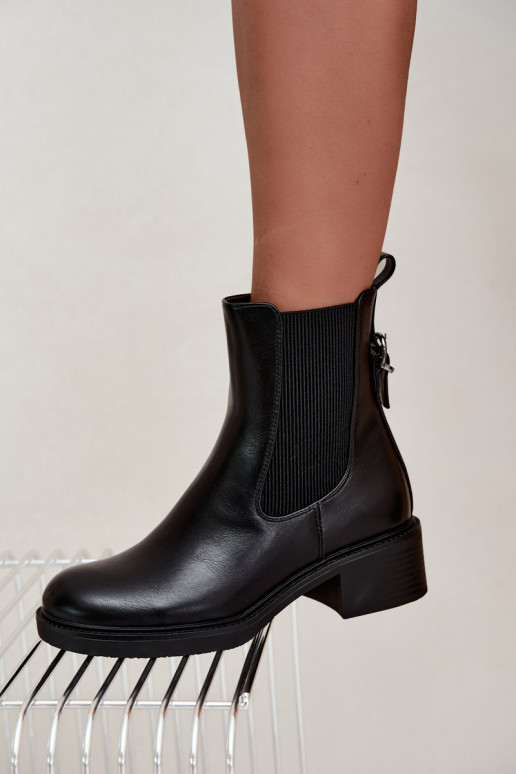 Bottes pour femmes réchauffer Sur un talon bas Sergio Leone BT-04 couleur noire