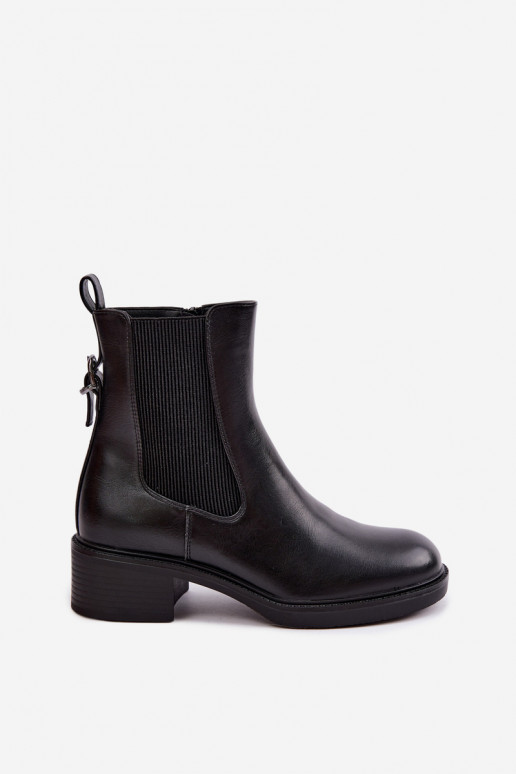 Bottes pour femmes réchauffer Sur un talon bas Sergio Leone BT-04 couleur noire