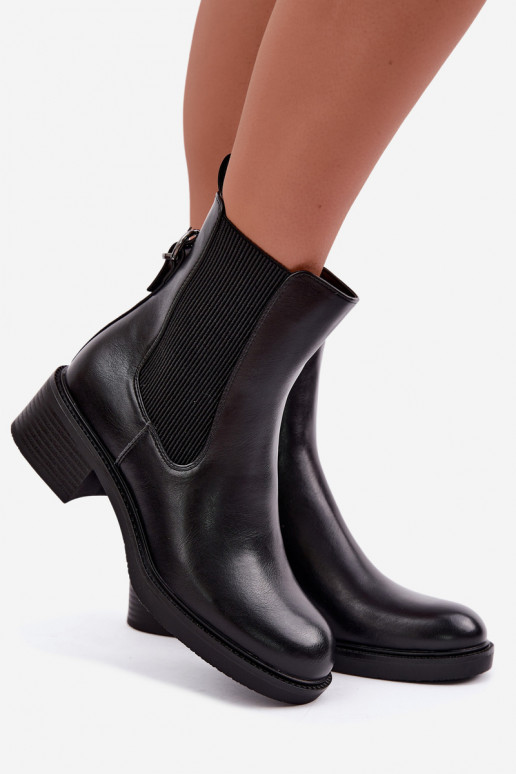 Bottes pour femmes réchauffer Sur un talon bas Sergio Leone BT-04 couleur noire