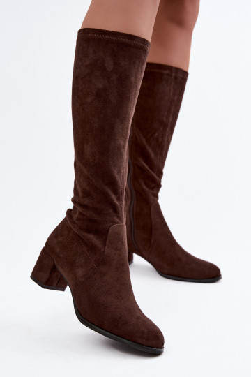 Bottes classiques hautes en faux daim Sergio Leone KZ205 chocolat