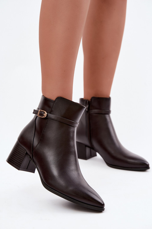 Bottes pour femmes avec des talons réchauffer avec boucles Sergio Leone BT-33 CzekoladoÀe