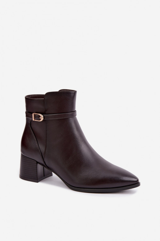 Bottes pour femmes avec des talons réchauffer avec boucles Sergio Leone BT-33 CzekoladoÀe