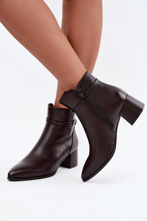 Bottes pour femmes avec des talons réchauffer avec boucles Sergio Leone BT-33 CzekoladoÀe