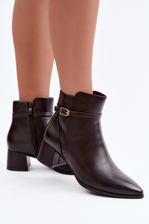Bottes pour femmes avec des talons réchauffer avec boucles Sergio Leone BT-33 CzekoladoÀe