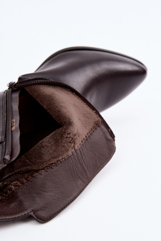 Bottes pour femmes avec des talons réchauffer avec boucles Sergio Leone BT-33 CzekoladoÀe