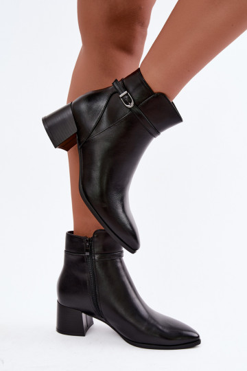 Bottines noires pour femmes chauffées avec talons et boucles Sergio Leone BT-33