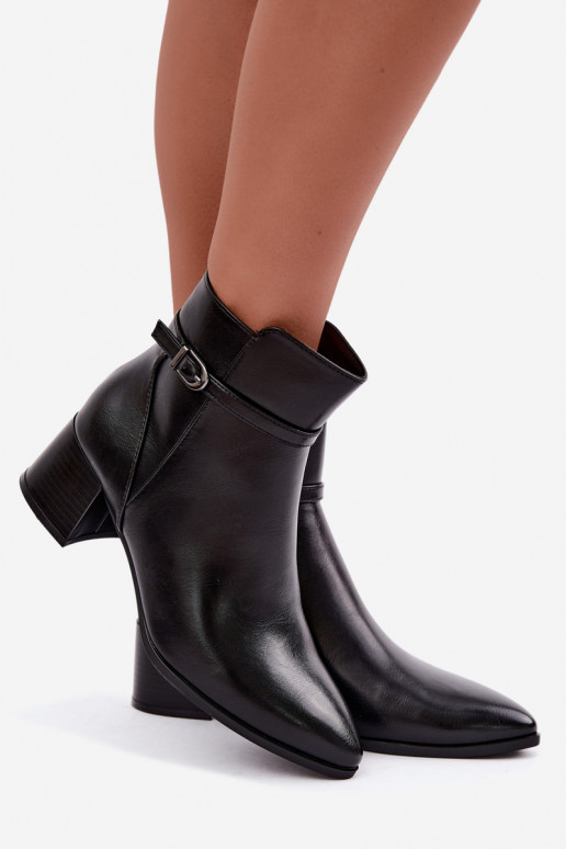 Bottes pour femmes avec des talons réchauffer avec boucles Sergio Leone BT-33 couleur noire