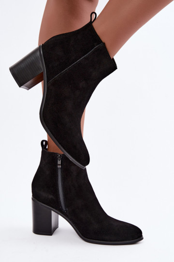 Peau en daim Bottes avec chauffage à l intérieur Sergio Leone BT-49-S couleur noire
